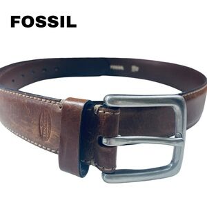 Fossil Brown Men’s Leather Belt Distressed Size 42 EUC
